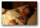 Mather and daughter meeting for first time